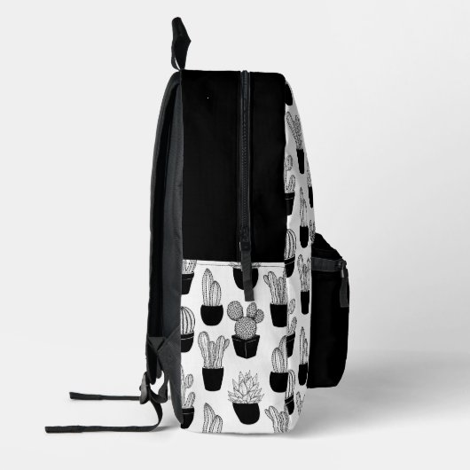 Cactussen lijn art zwart-wit patroon 1 bedrukte rugzak (Links)
