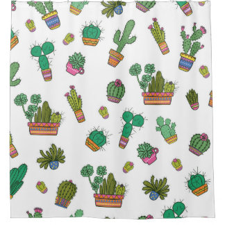 cactussen: naadloos patroonontwerp. douchegordijn