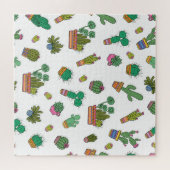 cactussen: naadloos patroonontwerp. legpuzzel (Horizontaal)