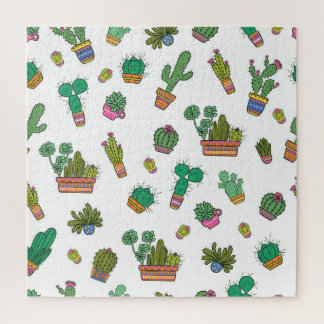 cactussen: naadloos patroonontwerp. legpuzzel