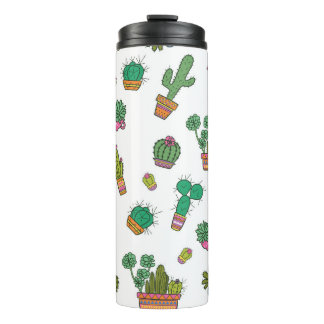 cactussen: naadloos patroonontwerp. thermosbeker