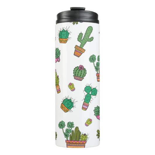 cactussen: naadloos patroonontwerp. thermosbeker (Voorkant)