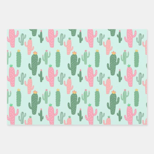 Cactussen patroon kinder inpakpapier vel (Voorkant 3)