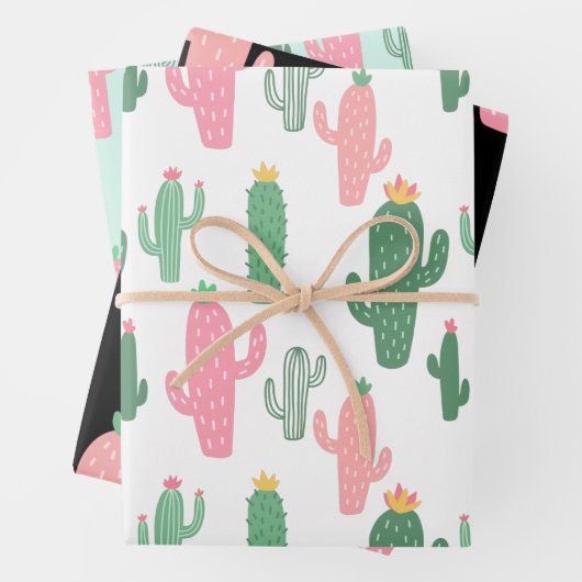 Cactussen patroon kinder inpakpapier vel (In situ)