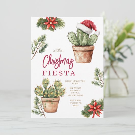 Cactussen Santa Mexicaanse Cactus Winter Kerstmis  Kaart (Staand voorkant)