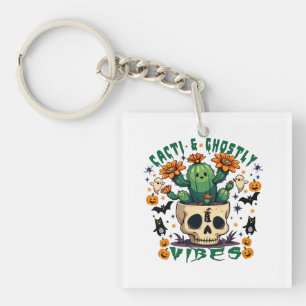 Cactussen & spookachtige vibes: spookachtig pompoe sleutelhanger