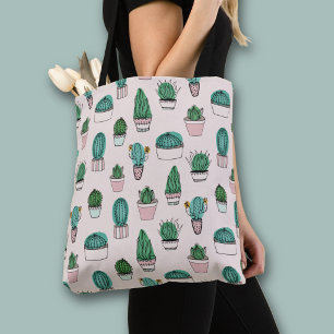 Cactussen succulenten in pot plant patroon tote bag