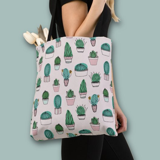 Cactussen succulenten in pot plant patroon tote bag