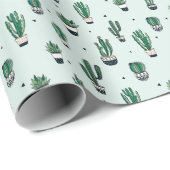 Cactussen-succulenten, met de hand getekend naadlo cadeaupapier (Rol Hoek)