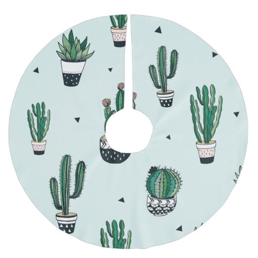 Cactussen-succulenten, met de hand getekend naadlo kerstboom rok (Voorkant)