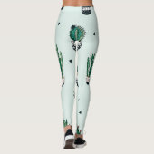 Cactussen-succulenten, met de hand getekend naadlo leggings (Achterkant)