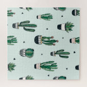 Cactussen-succulenten, met de hand getekend naadlo legpuzzel (Horizontaal)