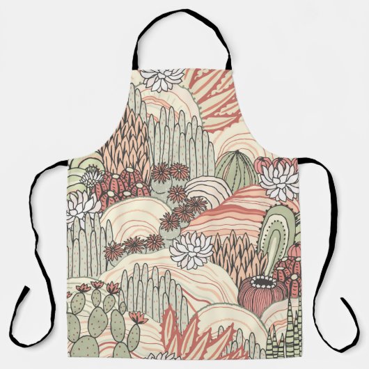 Cactussen Succulenten Outdoor Landschapspatroon Schort (Voorkant)
