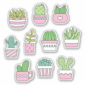 Cactussen Succulenten Planten Doodles Sticker Pack (Voorkant)