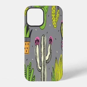 Cactussen, succulenten: tropische vintage achtergr iPhone 12 hoesje