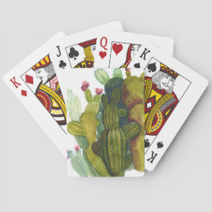 Cactussen, succulenten: vintage aquarel. pokerkaarten