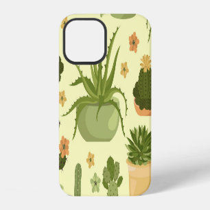 Cactussen, succulenten: vintage huisplanten patroo iPhone 12 hoesje