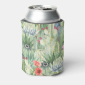 Cactussen, vetplanten: bloemenprint van de waterve blikjeskoeler (Blikje Achterkant)