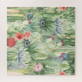 Cactussen, vetplanten: bloemenprint van de waterve legpuzzel (Horizontaal)