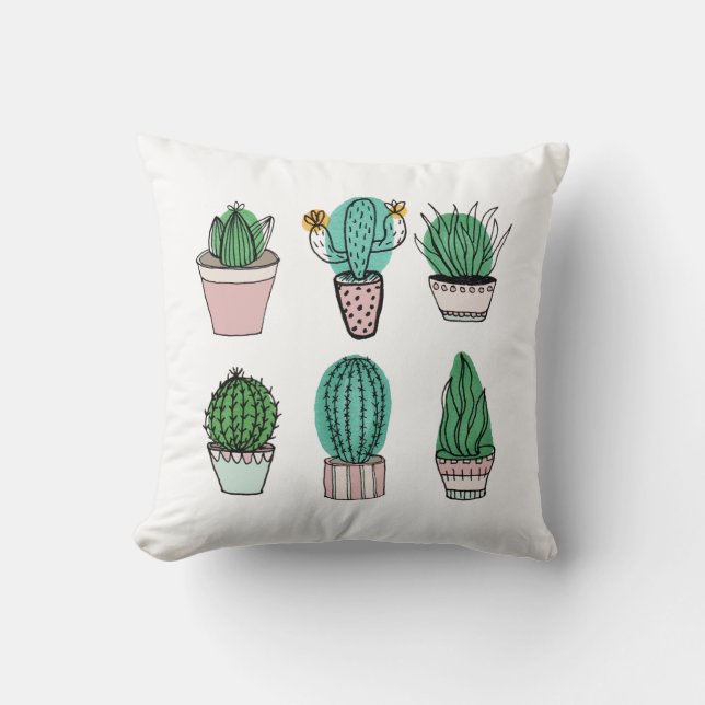 Cactussen vetplanten in pot kussen (Voorkant)