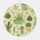 Cactussen, vetplanten:  kamerplanten. glas ornament (Voorkant)