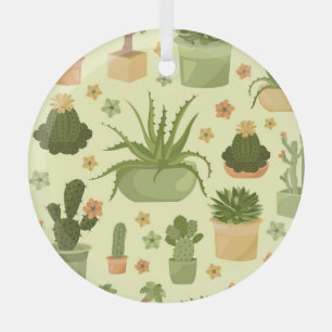 Cactussen, vetplanten:  kamerplanten. glas ornament