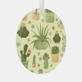 Cactussen, vetplanten:  kamerplanten. glas ornament (Voorkant Rechts)