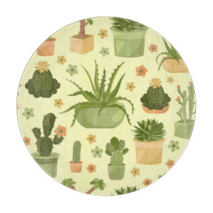 Cactussen, vetplanten:  kamerplanten. snijplank