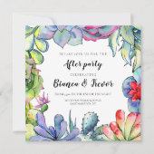 Cactussen & vetplanten waterverf bruiloft na feest kaart (Voorkant)