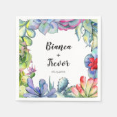 Cactussen & vetplanten waterverf bruiloft papier s servet (Voorkant)