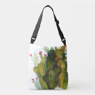 Cactussen, vetplanten: waterverf. crossbody tas