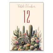 Cactussen & Wagonwiel Rustieke Tafelnummer voor Hu (Voorkant)