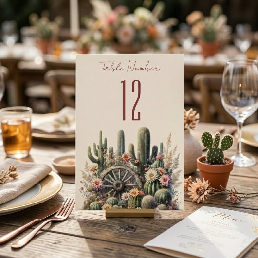 Cactussen & Wagonwiel Rustieke Tafelnummer voor Hu