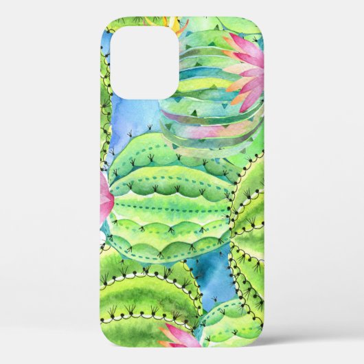 Cactussen Waterverf: Bloemen Zomer Ornament. Case-Mate iPhone Case (Achterkant)