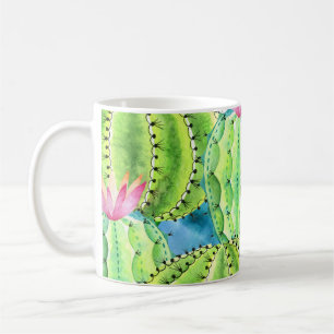 Cactussen Waterverf: Bloemen Zomer Ornament. Koffiemok
