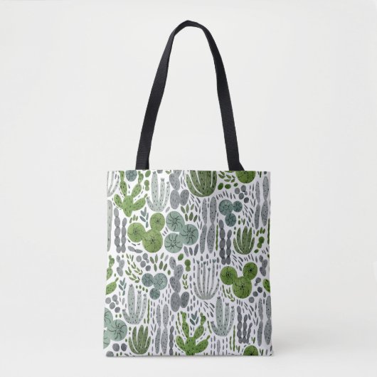 Cactussen Waterverf Handgeschilderd Patroon Tote Bag (Voorkant)