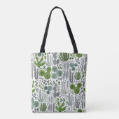 Cactussen Waterverf Handgeschilderd Patroon Tote Bag (Achterkant)