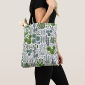 Cactussen Waterverf Handgeschilderd Patroon Tote Bag (Dichtbij)