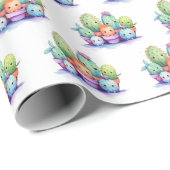 Cactussen Waterverf op wit Cadeaupapier (Rol Hoek)