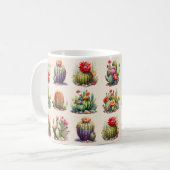 Cactussen Waterverf Patroon Koffie Mok (Voorkant links)