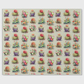 Cactussen Waterverf Patroon Wrapping Papier (Vlak)
