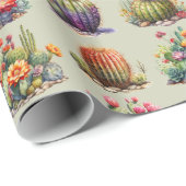 Cactussen Waterverf Patroon Wrapping Papier (Rol Hoek)