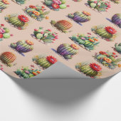 Cactussen Waterverf Patroon Wrapping Papier (Hoek)