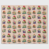 Cactussen Waterverf Patroon Wrapping Papier (Vlak)