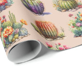 Cactussen Waterverf Patroon Wrapping Papier (Rol Hoek)