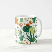 Cactussen witte achtergrond:  graphics. koffiemok (Voorkant rechts)