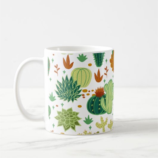 Cactussen witte achtergrond:  graphics. koffiemok (Links)