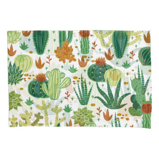 Cactussen witte achtergrond: graphics. kussensloop (Voorkant)