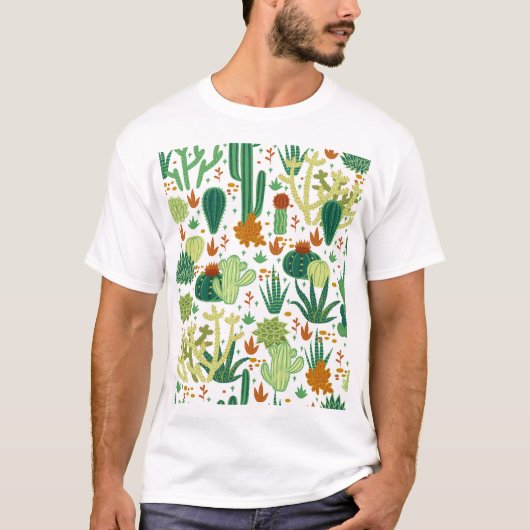 Cactussen witte achtergrond: graphics. t-shirt (Voorkant)
