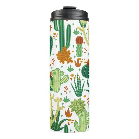 Cactussen witte achtergrond:  graphics. thermosbeker (Voorkant)